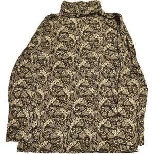 Vintage Paisley Brown Jones New York Long Sleeve Turtle‎ Neck Shirt Women's XL